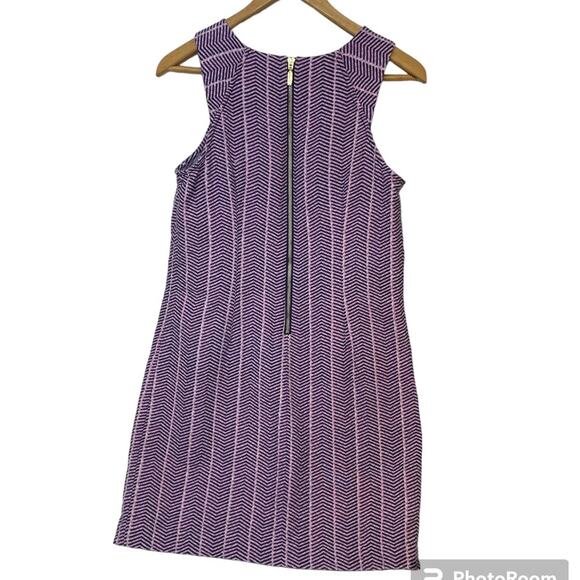 Southern Tide Audrey Ikat Chevron Mini Shift Dress Pink Size 4 Blue Gold Zip - Picture 3 of 10